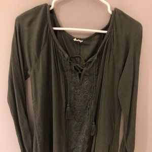 Green long sleeve lace shirt from hollister